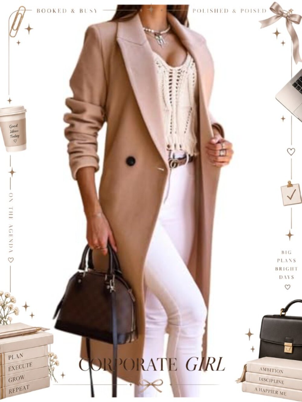 Wool Blend Long Trench Coat Button Front Slim Fit Winter Overcoat